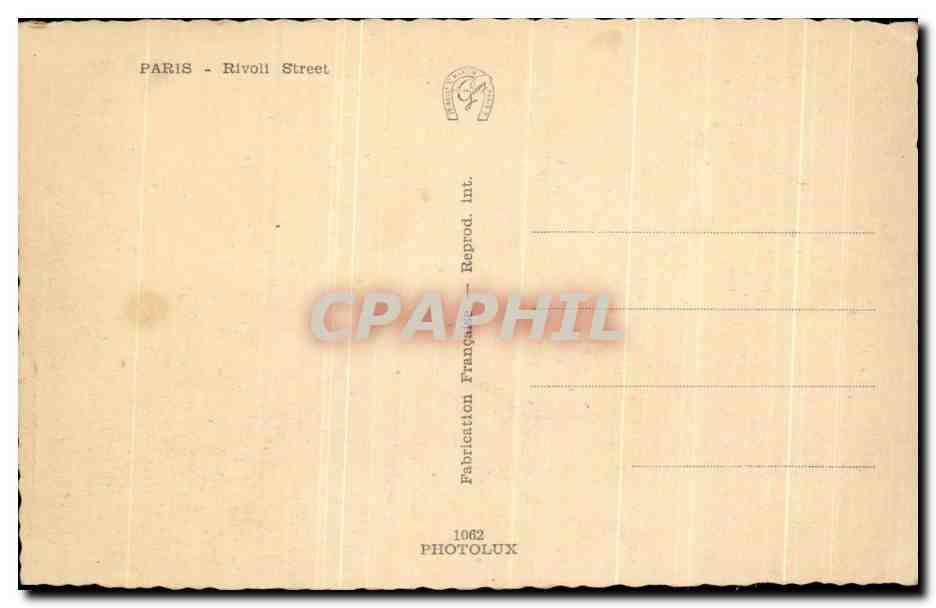 CPA Paris Rue de Rivoli Louvre — Verso