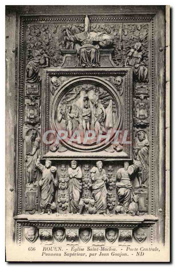 CPA Rouen Eglise Saint Maclou Porte Centrale Ponneau Superieur Jean Goujon 