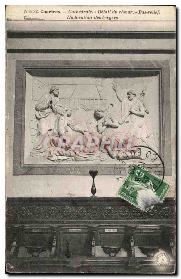 CPA Chartres Cathedrale Detail du Choeur Bas relief L'adoration des bergers