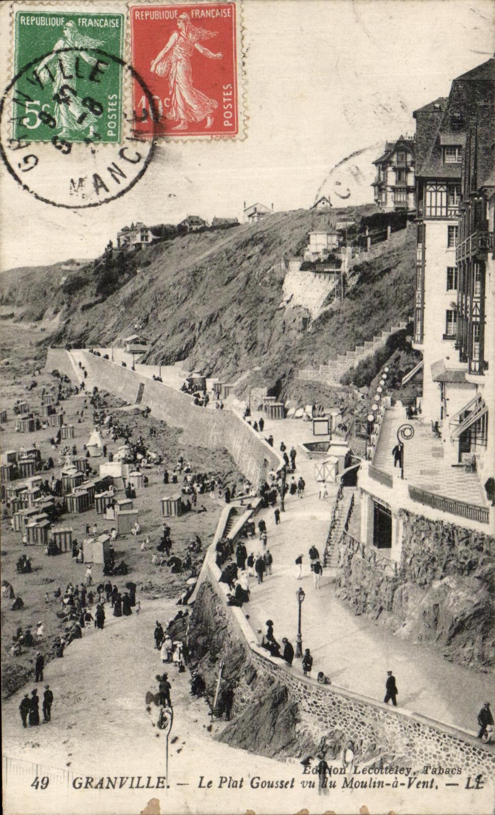 Granville — Le Plat Gousset vu du Moulin-à-Vent — Édition Lecouteley, Tabacs