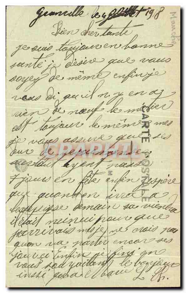 CPA Granville Les Roches Basses — Verso