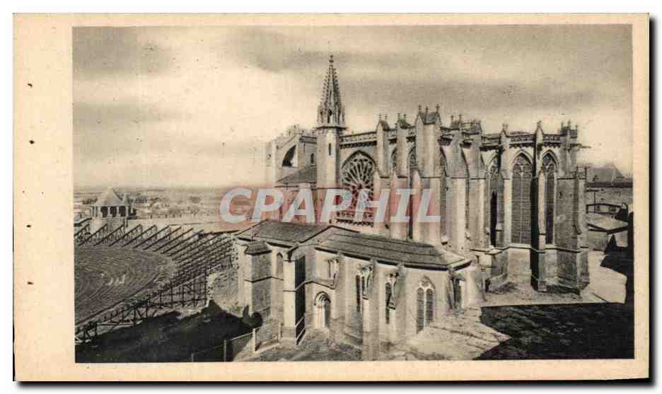 CPA Cite De Carcassonne L'Eglise Saint Nnzaire et le Theatre