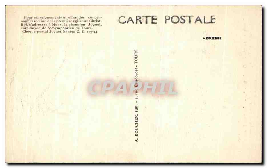 CPA La Page tiree du Livre d'Or Offert au Souverain Pontife Par Mgr l'archeveque de Tours  — Rückseite