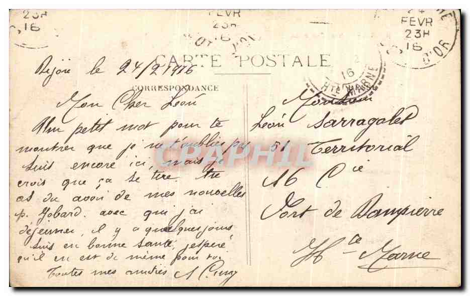 CPA Dijon Monument Piron Au vieux chene — Rückseite