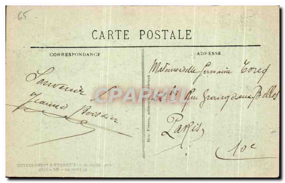 Le Limacon — Vue du col entre Cauterets et Pierrefitte — Éditeur BR - 3130 — Verso