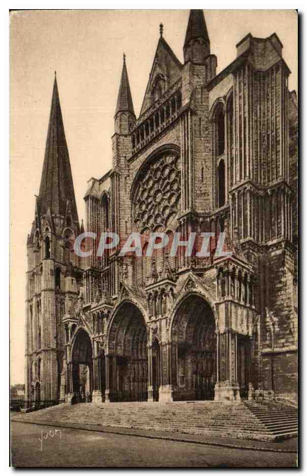 Chartres (Eure-et-Loir) — Ansicht des Südportals und der Alten Turm — Les Éditions d'Art YVG, Paris