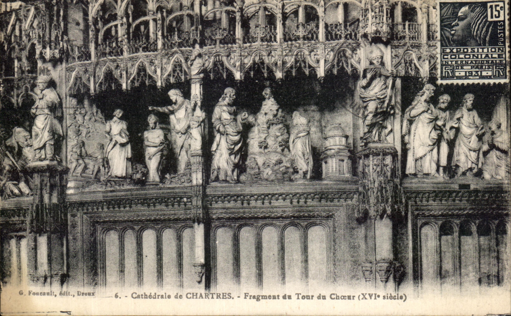 Cathédrale de Chartres — Fragment du Tour du Chœur (XVIe siècle) — G. Foucault, éditeur, Dreux