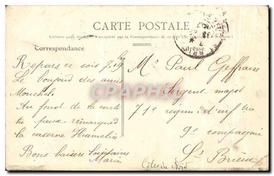 CPA Caen L'Orne et le grand Cours — Verso