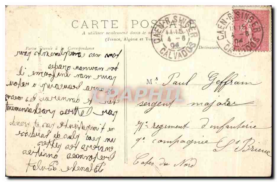 CPA Caen La Grande Porte Du Chateau — Verso