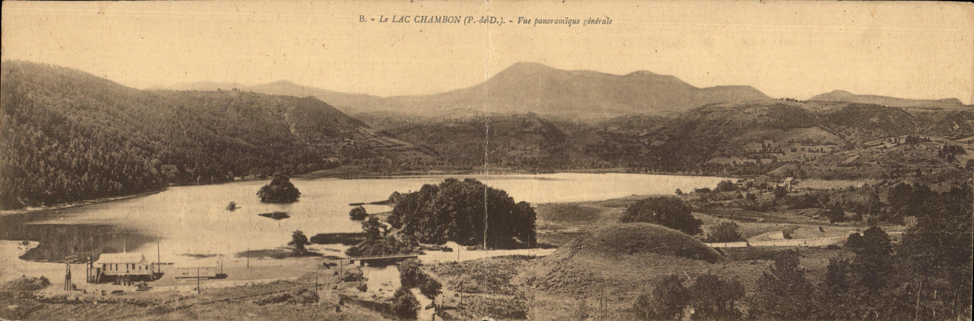 CARTE DOUBLE Lac Chambon Vue panoramique generale