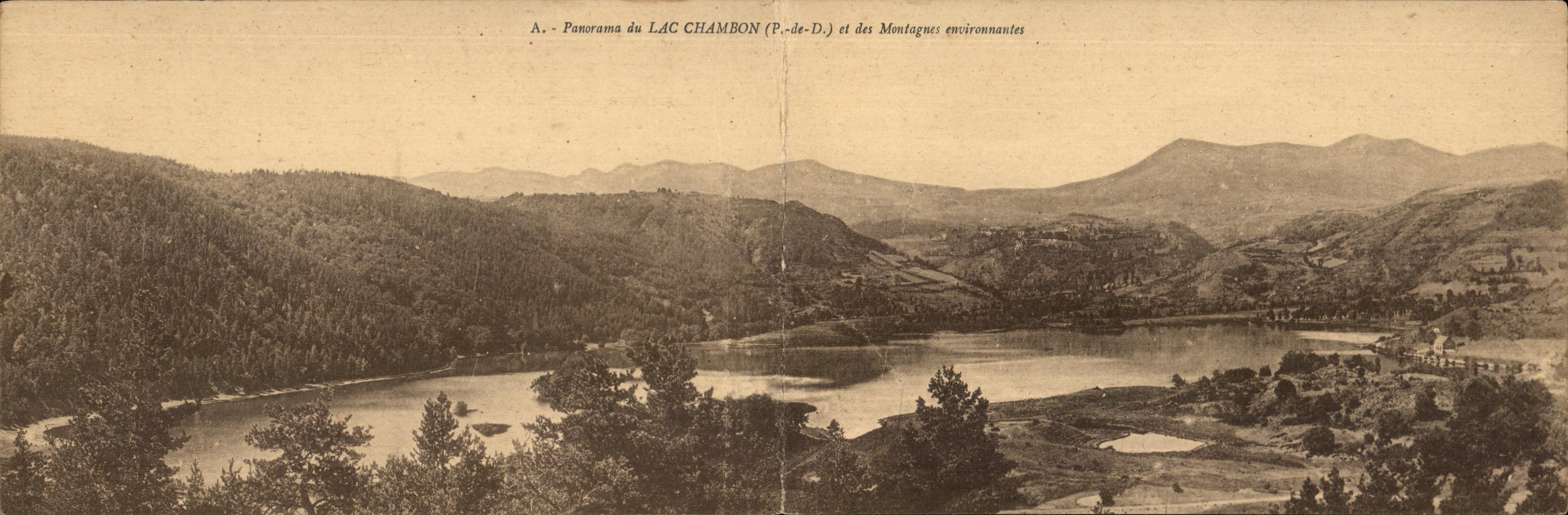 CARTE DOUBLE Lac Chambon Vue panoramique generale