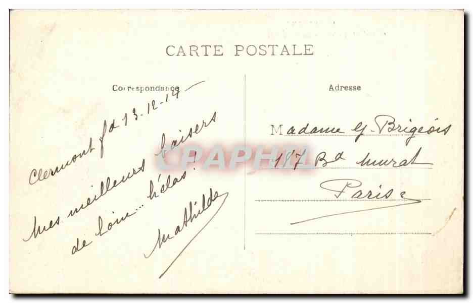CPA L'Auvergne Cantal Vallee De La Cere — Verso