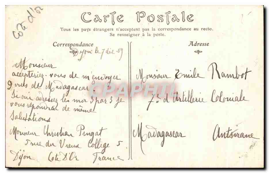 CPA Dijon Maison des Ambassadeurs Mercerie — Rückseite
