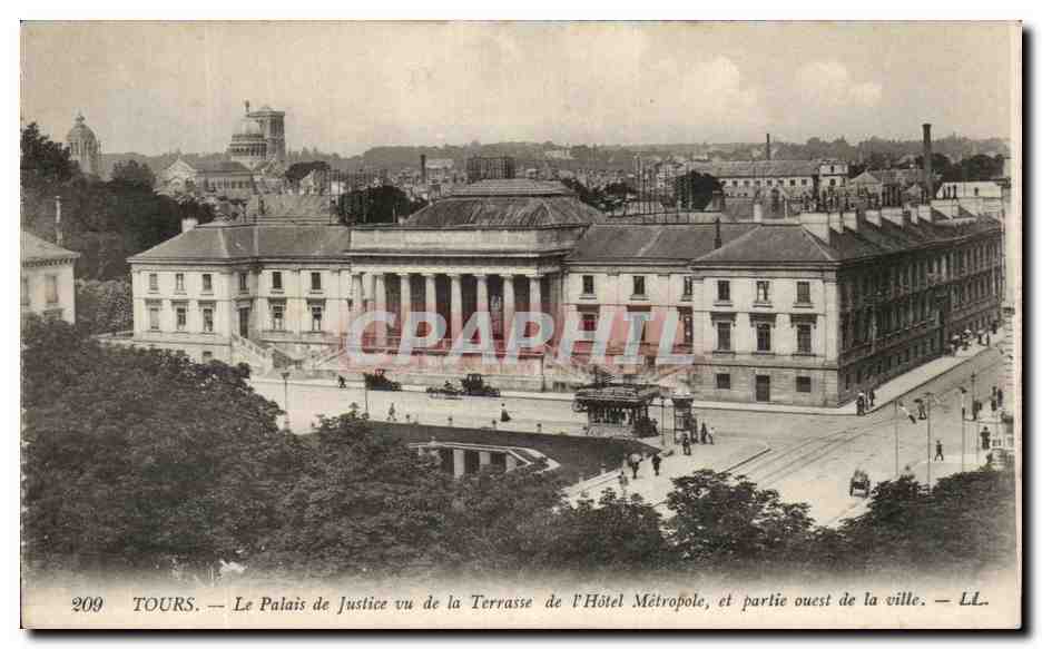 CPA Tours Le Palais De Justice Vu De La Terrasse De L'Hotel Metropole Et Partie Ouest De La Ville