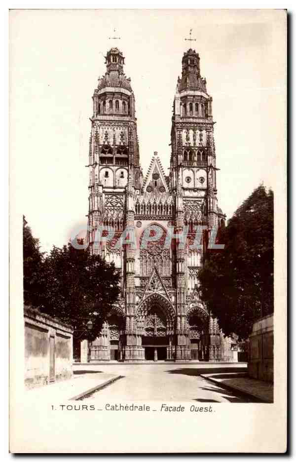 CPA Tours Cathedrale Facade Ouest