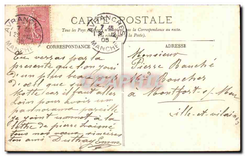 CPA Avranches La Baie du Mont Saint Michel Vue prise du Jardin des Plantes — Rückseite