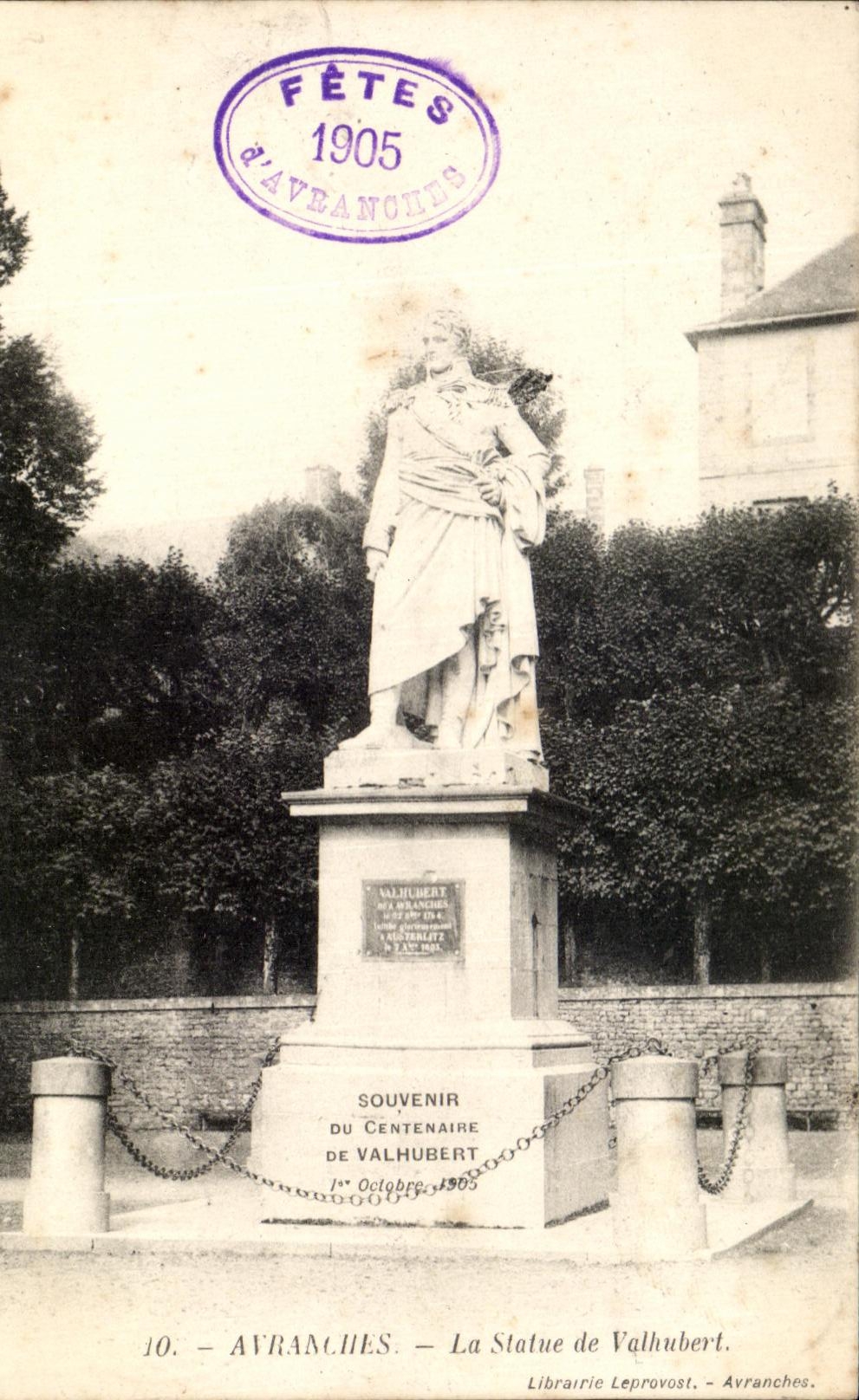 Statue de Valhubert — Centenaire 1905 — Librairie Leprovost, Avranches