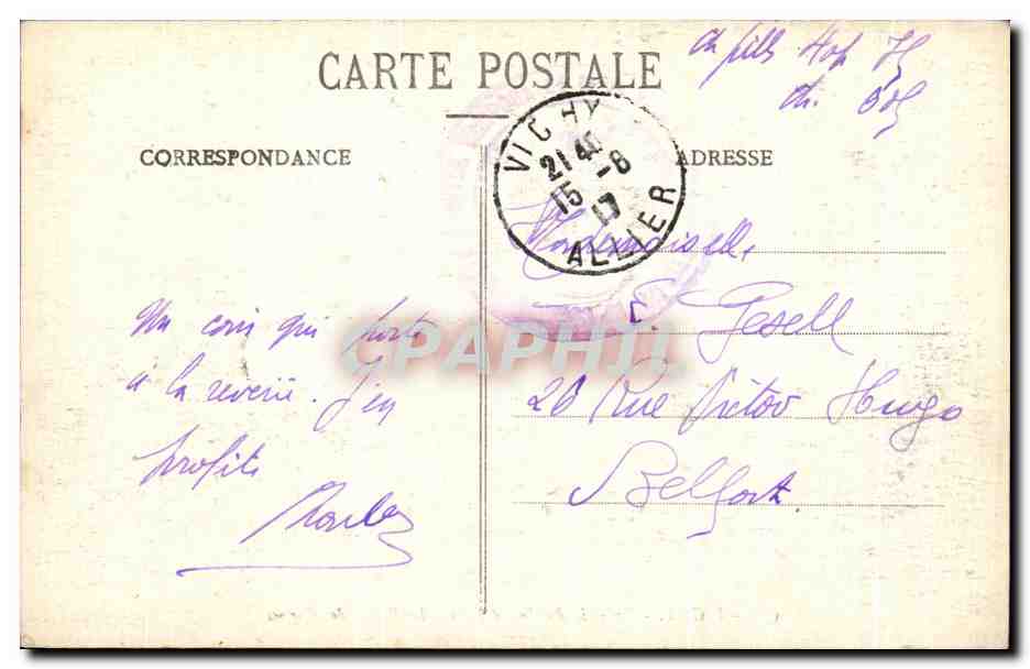 CPA Vichy Un Coin Du Grand Pare Le Bassin Des Cygnes — Rückseite