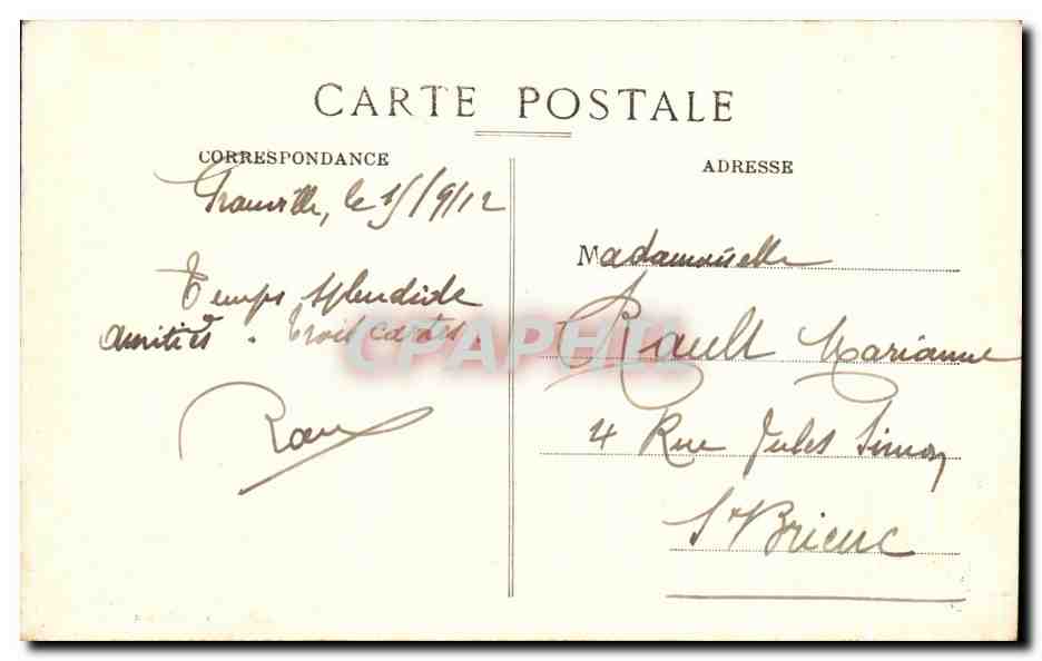 CPA Granville Le Casino Et La Plage A Mer Haute — Rückseite