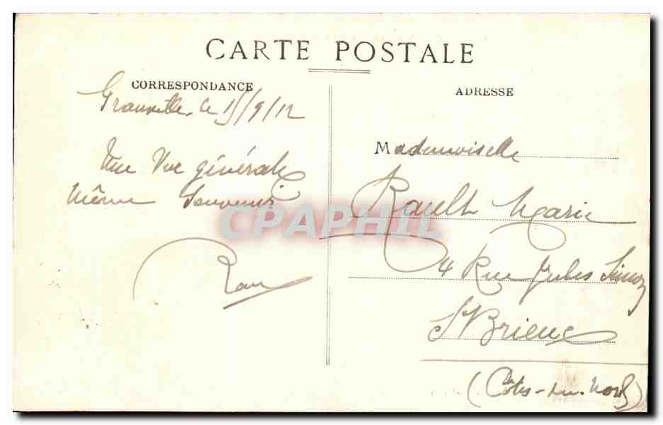 CPA Granville Vue Generale Prise De L'arsenal — Rückseite