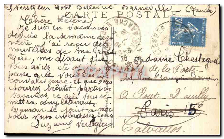 Carteret — Vue générale prise de la Falaise — Reverso