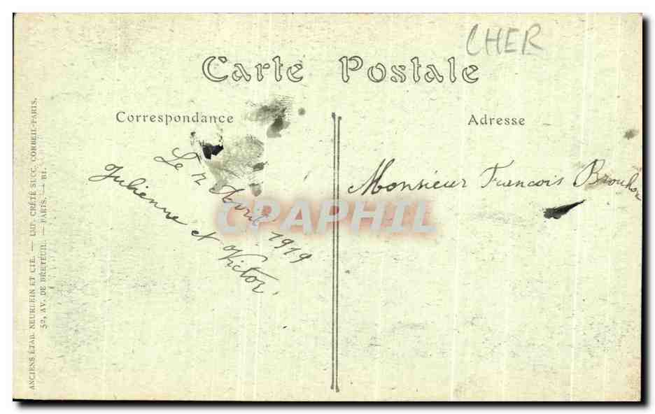 CPA Cathedrale De Bourges Voussure Du Portail Central — Rückseite