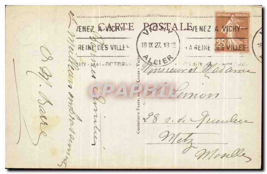 CPA Vichy Une Salle De Jeu La Boule — Verso
