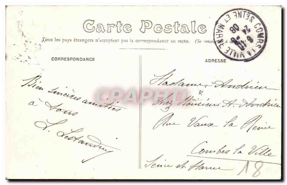 CPA Bourges Fonderie de Canons — Verso
