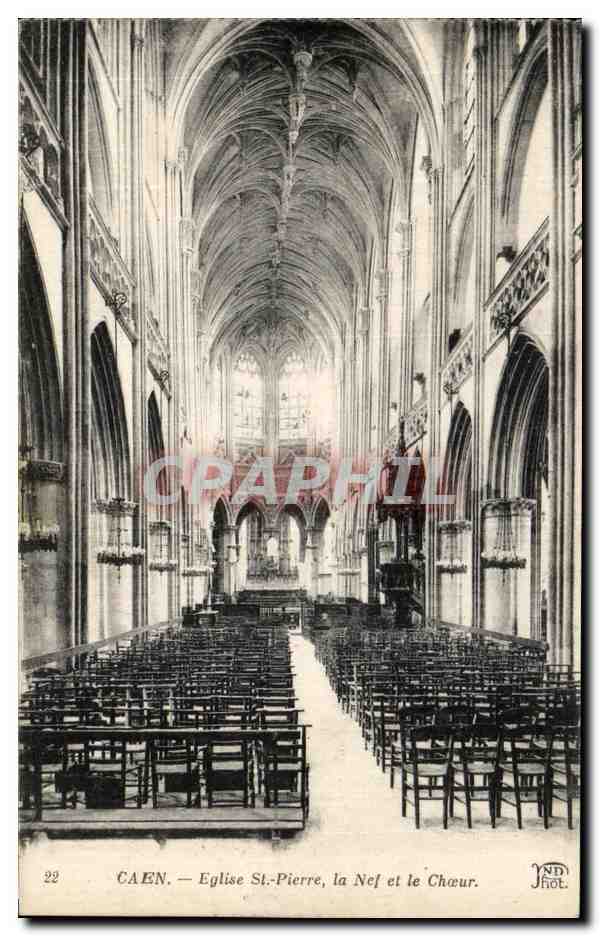 CPA Caen Eglise St Pierre La Nef Et Le Choeur