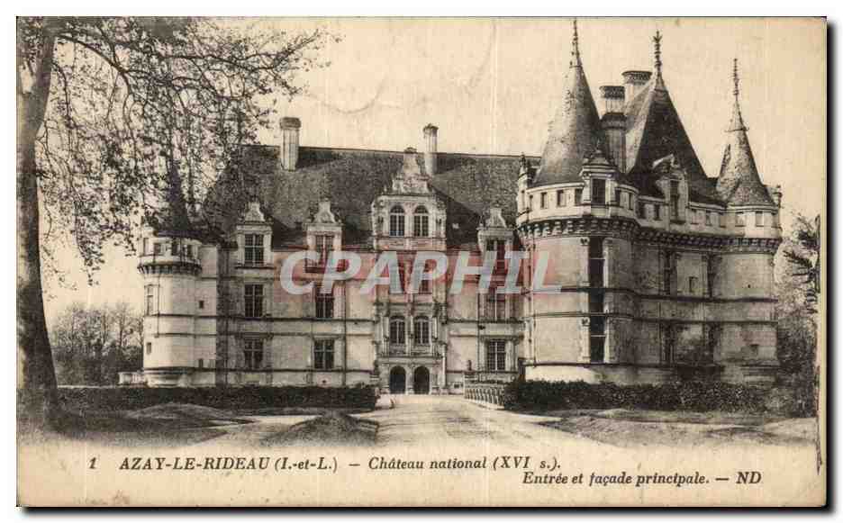 CPA Azay Le Rideau Chateau National Entree Et Facade Principale