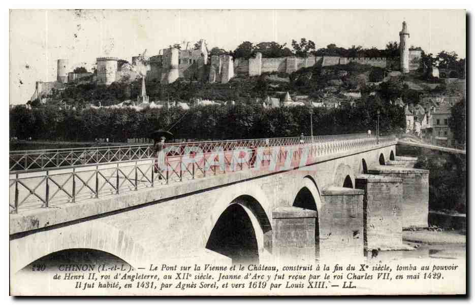 CPA Chinon Le Pont Sur La Vienne Et Le Chateau Construit A La Fin Du