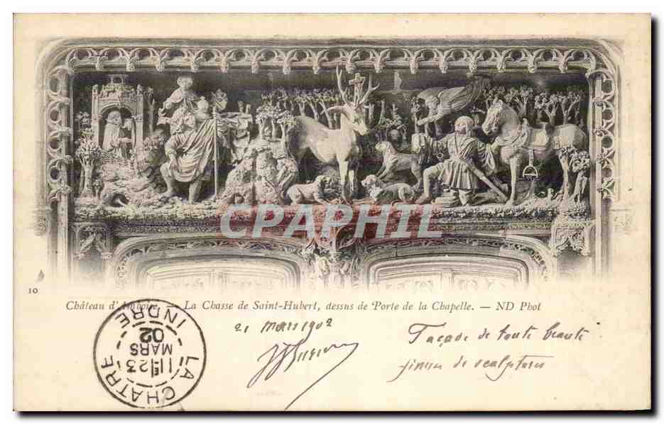 CPA Chateau d'Amboise La Chasse de Saint Hubert dessus porte de la chapelle