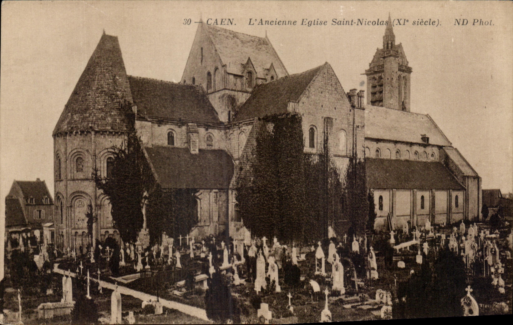 CPA Caen L'Ancienne Eglise Saint Nicolas Cimetiere