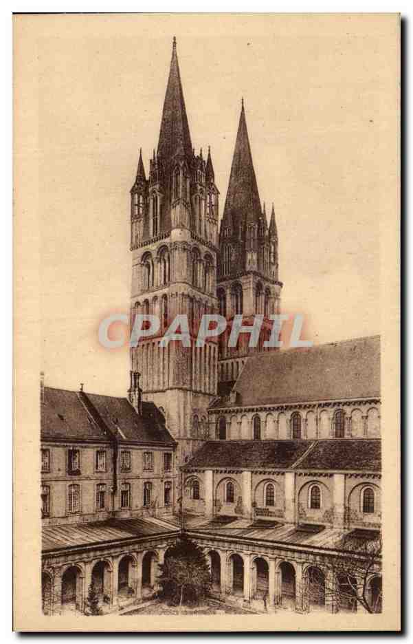 CPA Caen Le Lycee Cloitre Et tours De L'Eglise Saint Etienne