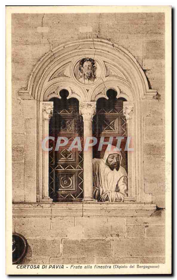 CPA Certosa Di Pavia Frate alla Finestra Dipinto del Bergognone