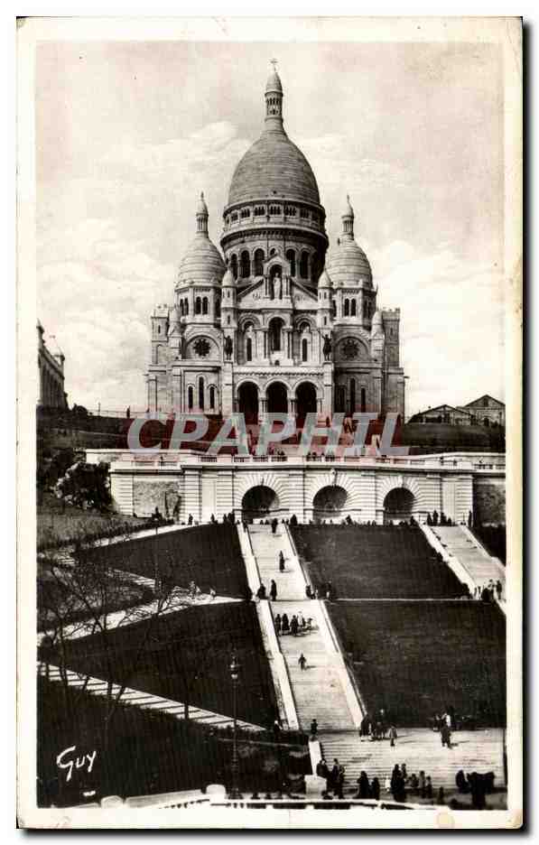 CPA Paris Et Ses Merveilles Basilique Du Sacre Coeur Et Nouveaux Jardins Montmartre