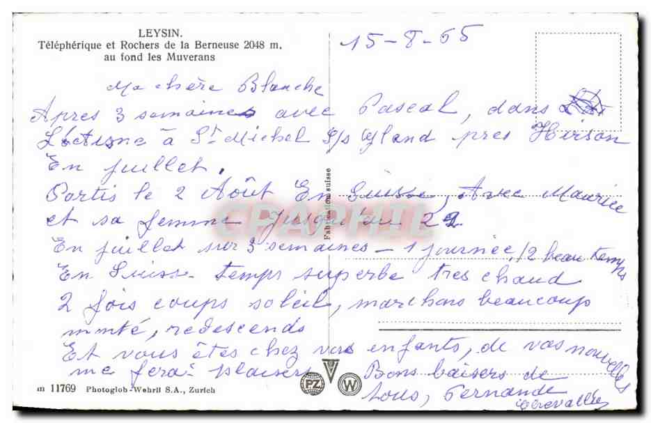 CPA Leysin Telepherique Et Rochers De la Berneuse Au Fond Les Muverans — Rückseite