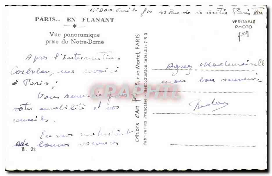 CPA Paris En Flanat Vue Panoramique Prise De Notre Dame — Verso