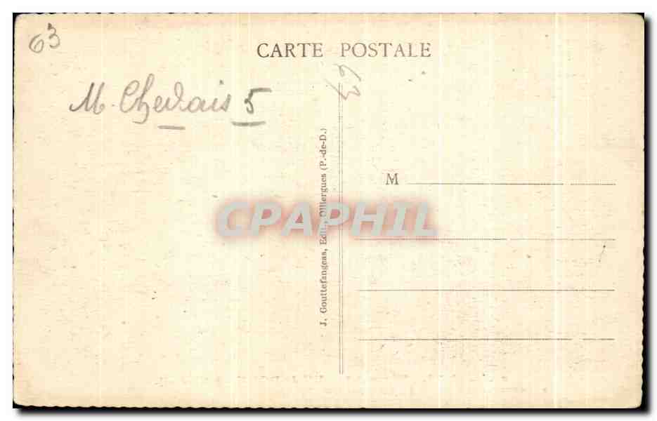 Gipfel des Puy de Dôme — Terrasse mit Blick auf einen 300 Meter tiefen Abgrund — G.D.O. n°1126 — Rückseite