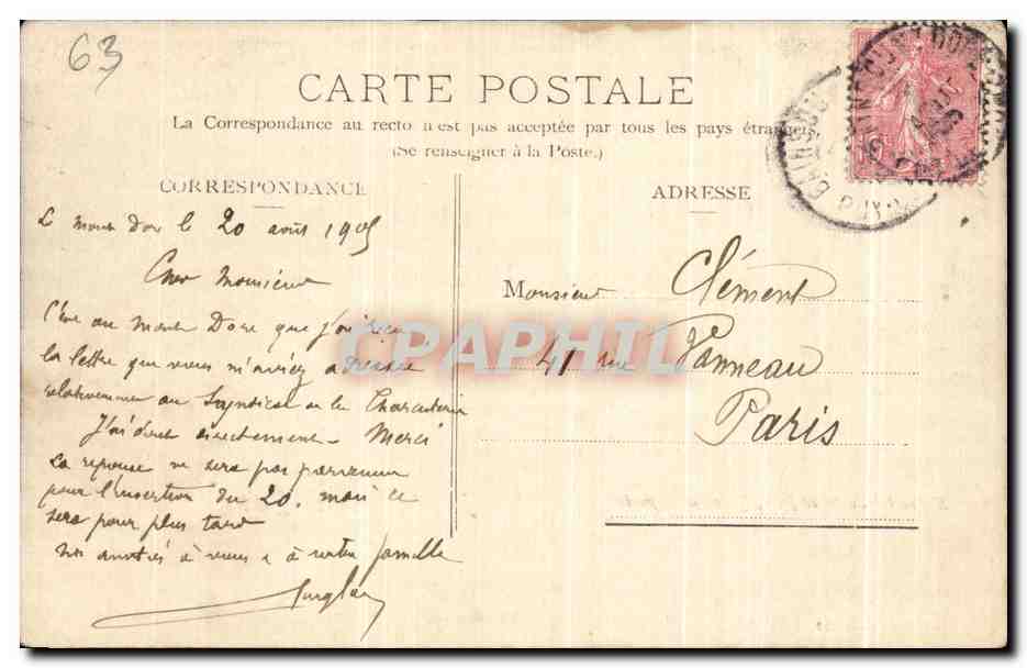 CPA Mont Dore Les Bains — Verso