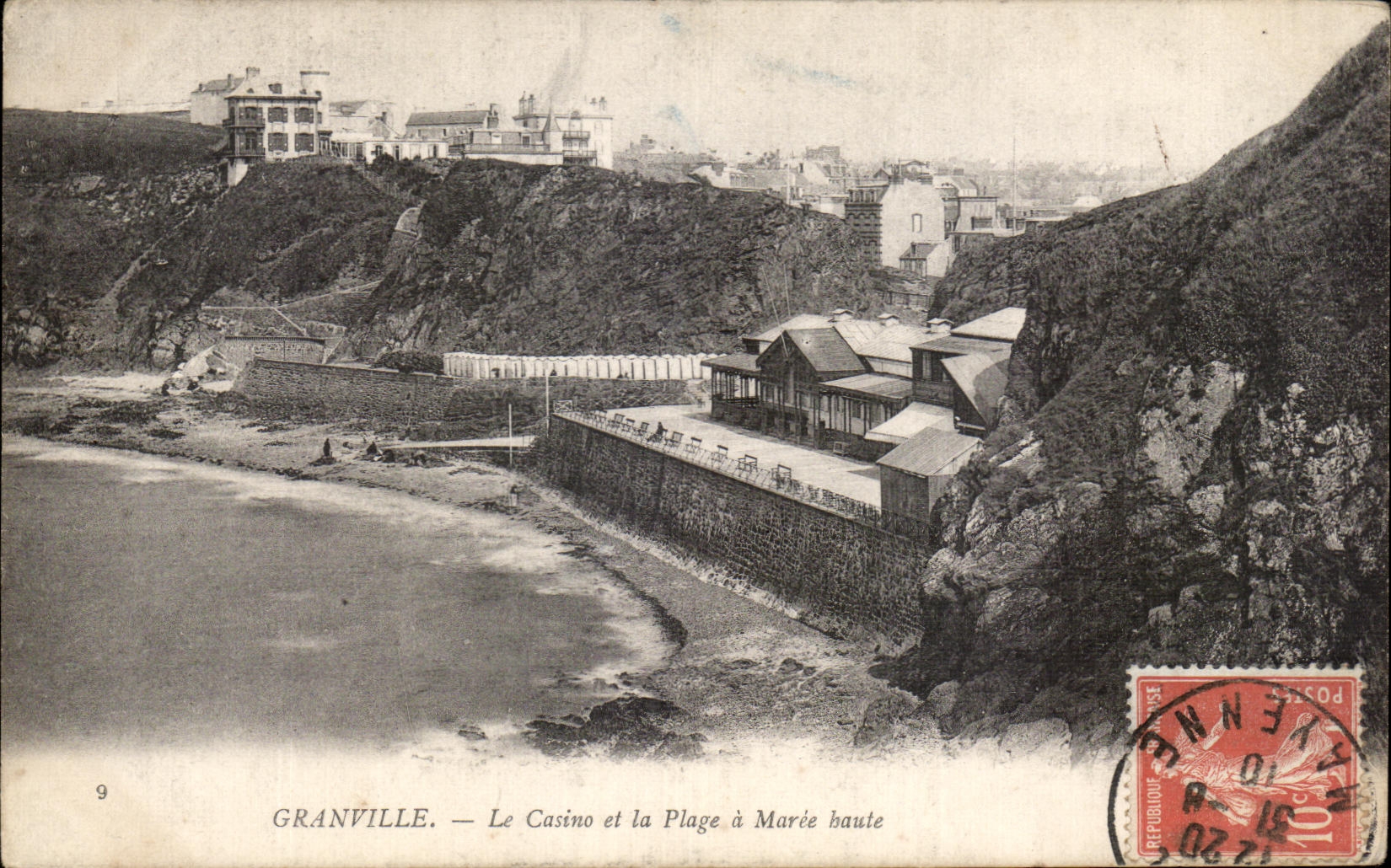 Granville — Le Casino et la Plage à Marée haute — Éditeur non visible, n° de série 9