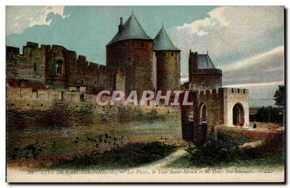Cité de Carcassonne — Les Fossés, la Tour Saint-Sernin et les Tours Narbonnaises — LL. n°38