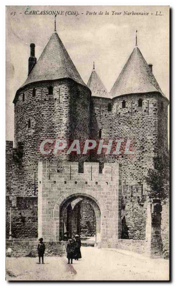 Carcassonne (Cité) — Porte de la Tour Narbonnaite — LL. — Éditeur Lévy et Neurding Réunis, Paris