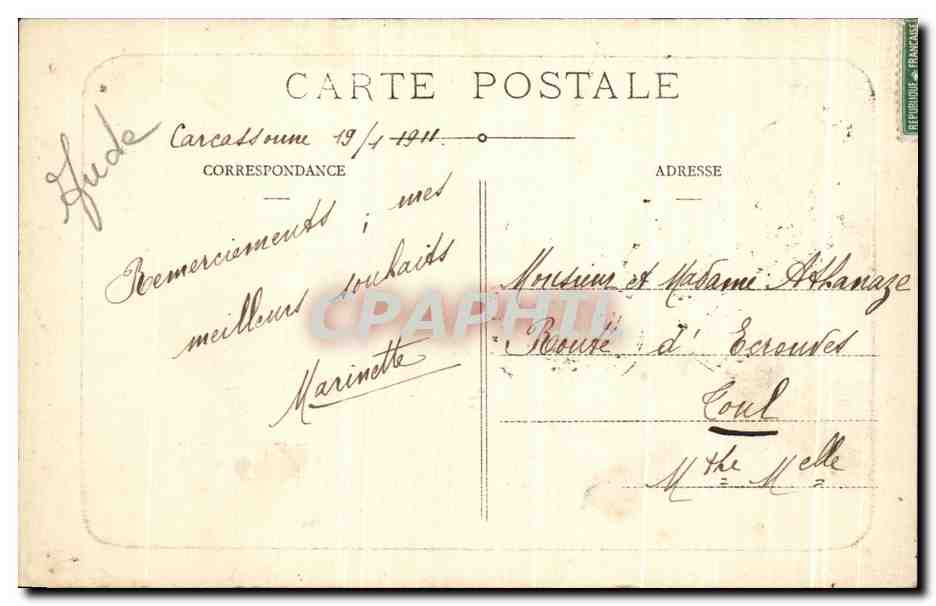 CPA Cite de Carcassonne Grande cote de la porte d'Aude  — Verso