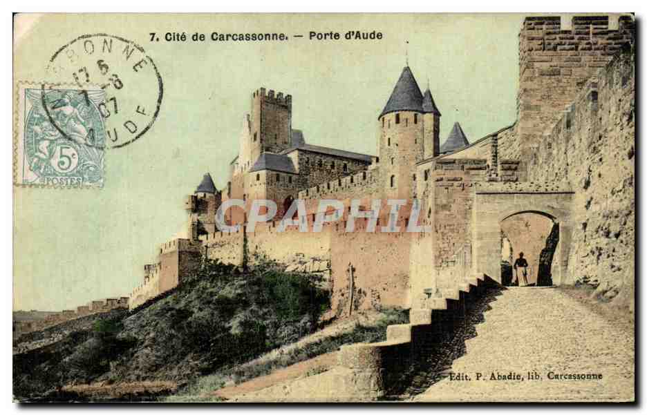 Cité de Carcassonne — Porte d'Aude — Edit. P. Abadie, lib. Carcassonne