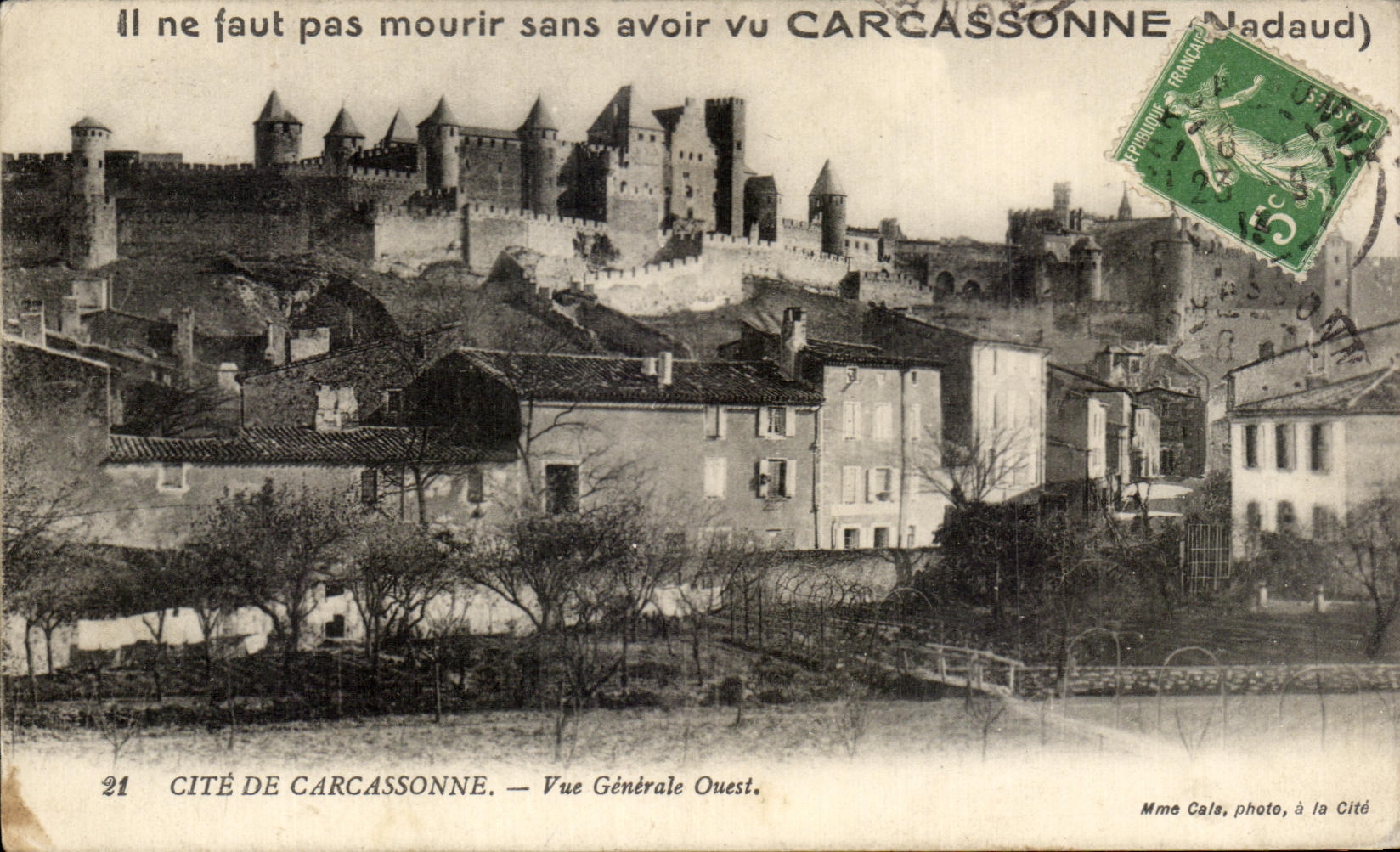 CPA Cite Carcassonne Vue Generale Ouest