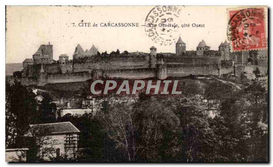 Cité de Carcassonne — Vue Générale, côté Ouest — Éditeur non identifié, n°7