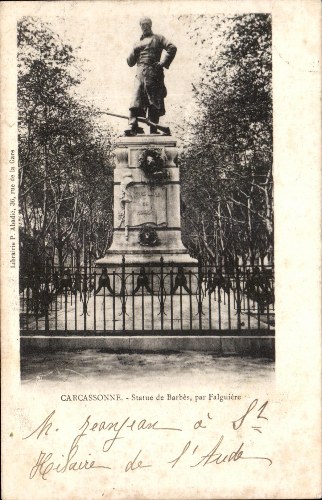 CPA Carcassonne Statue de Barbes par Falguiere