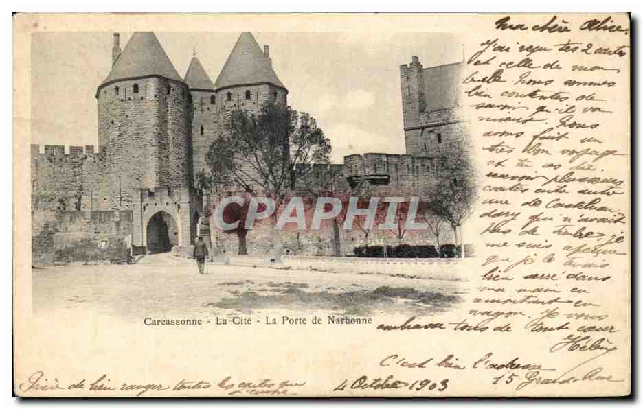 CPA Carcassonne La Cite La Porte de Narbonne