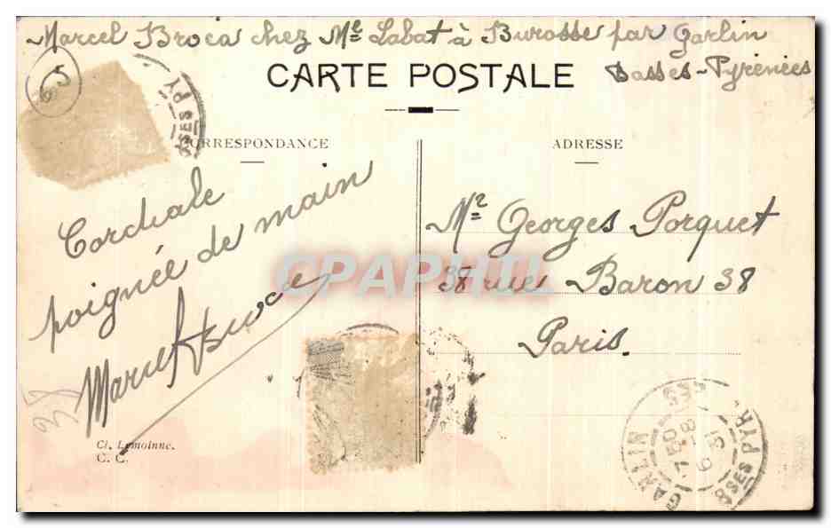 Uitzicht op de bergen van Bigorre — Bagnères-de-Bigorre — anonieme uitgever, nr. 178 — Achterkant